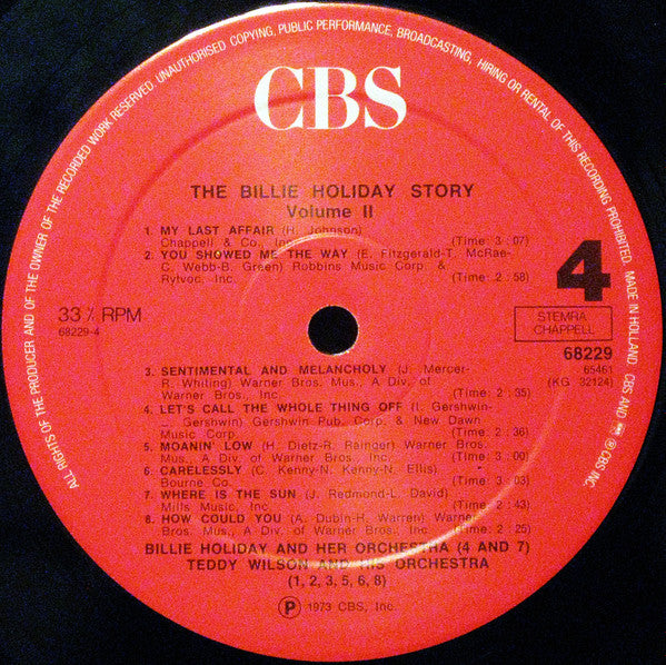 Billie Holiday -The Billie Holiday Story Volume II