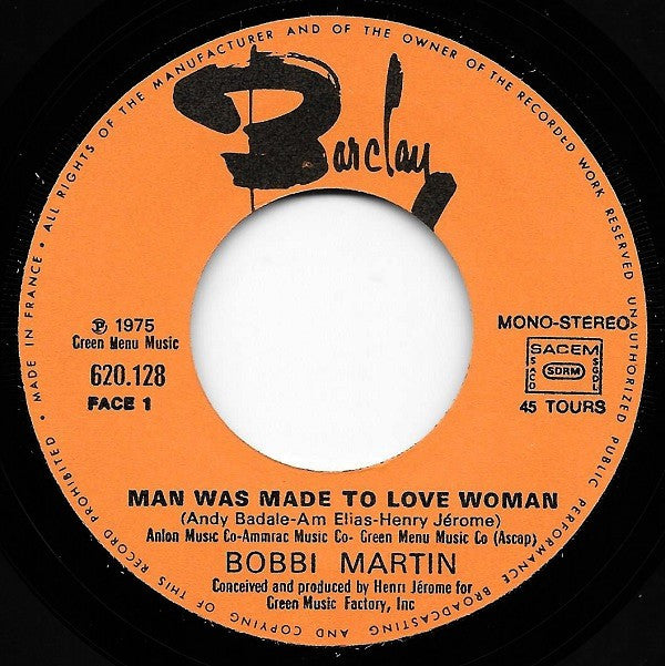 Bobbi Martin -Man Was Made To Love Woman / Don't Be Down On Me