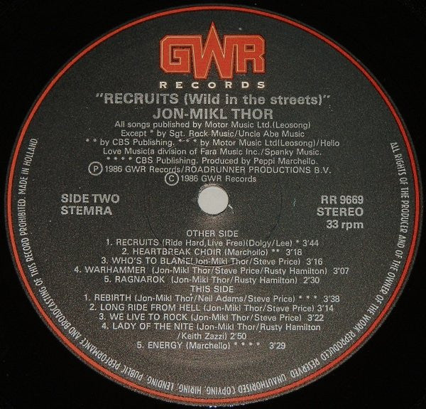 Jon-Mikl Thor* -Recruits Wild In The Streets