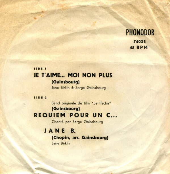 Jane Birkin & Serge Gainsbourg -Je T'aime... Moi Non Plus