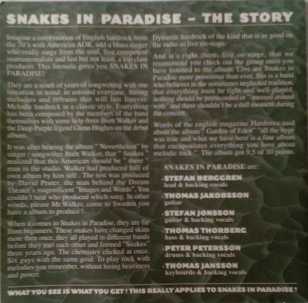 Snakes In Paradise -Yesterday & Today