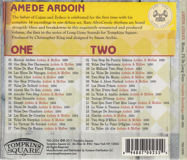 Amede Ardoin* - Mama, I'll Be Long Gone: The Complete Recordings Of Amede Ardoin 1929-1934