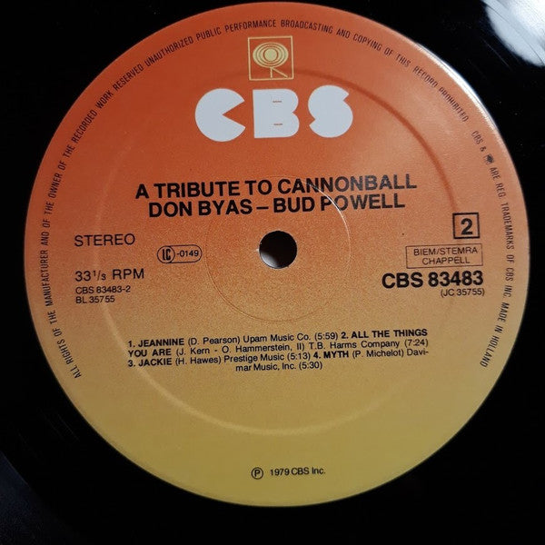 Don Byas / Bud Powell - A Tribute To Cannonball