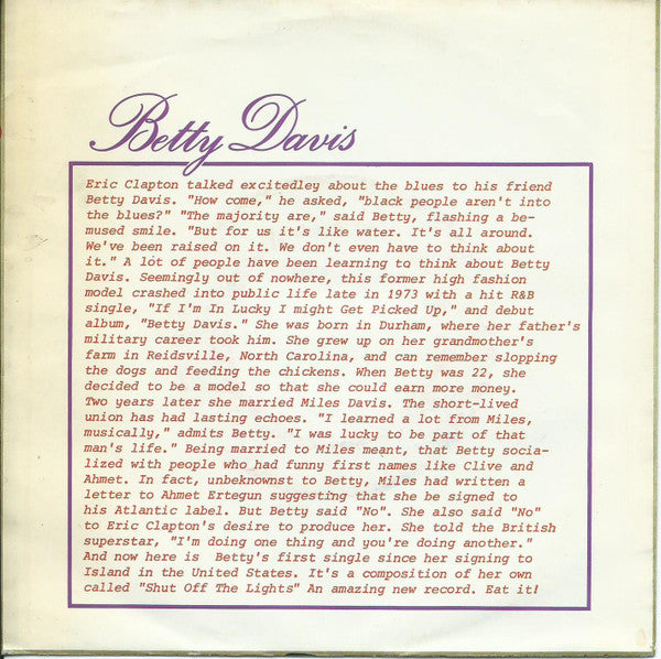 Betty Davis -Shut Off The Lights