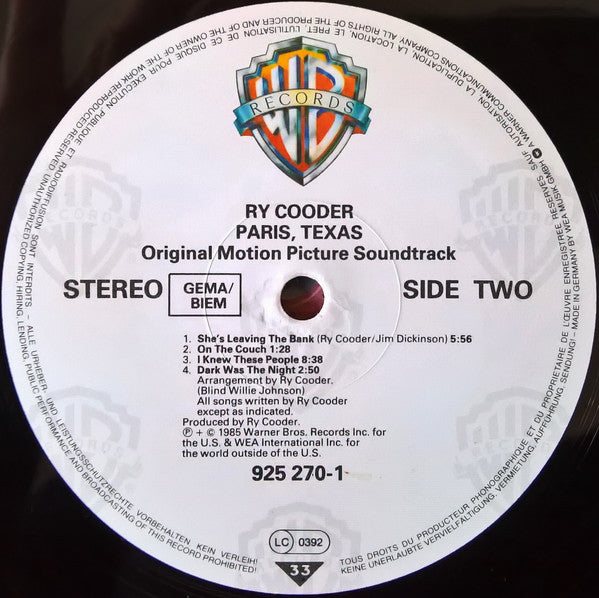 Ry Cooder -Paris, Texas (Original Motion Picture Soundtrack)
