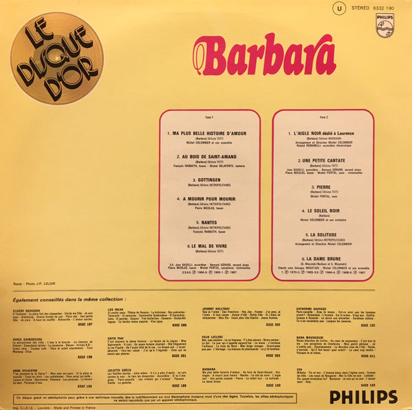 Barbara (5) - Le Disque D'or De Barbara