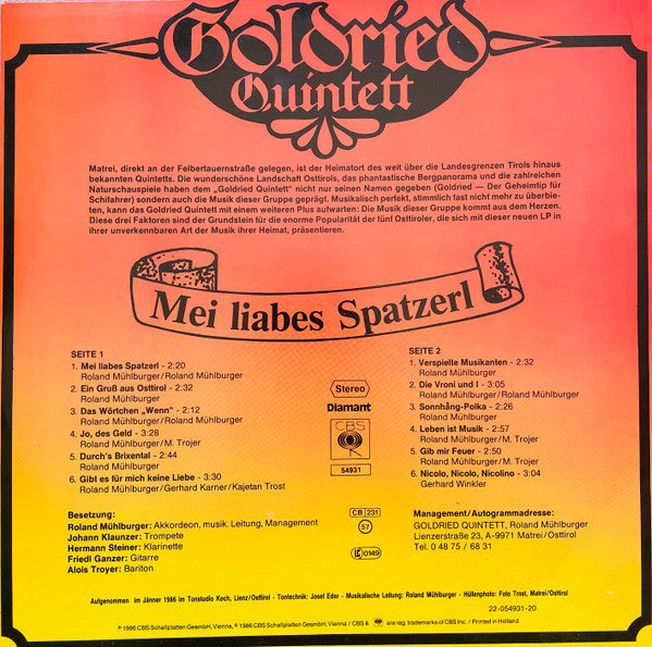 Goldried Quintett -Mei Liabes Spatzerl