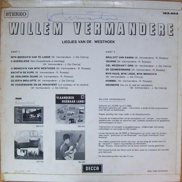 Willem Vermandere -Liedjes Van De Westhoek
