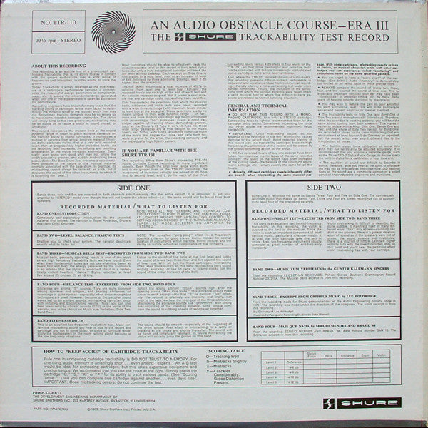 Various -Audio Obstacle Course - Era III (The Shure Trackability Test Record)