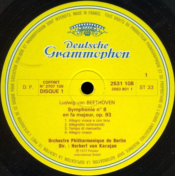 Ludwig van Beethoven / Herbert von Karajan, Orchestre Philharmonique De Berlin* - Symphonie No. 8 En Fa Majeur, Op. 93 - Symphonie No. 9 En Ré Mineur, Op. 125