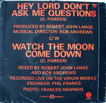 Graham Parker And The Rumour -Hey Lord, Don't Ask Me Questions