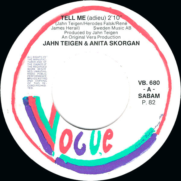 Jahn Teigen & Anita Skorgan -Tell Me / Adieu