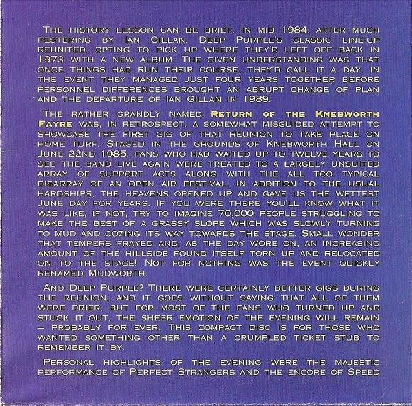Deep Purple -In The Absence Of Pink - Knebworth 85