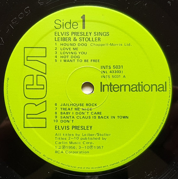 Elvis Presley -Elvis Presley Sings Leiber & Stoller
