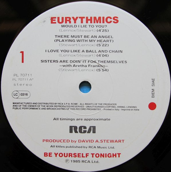 Eurythmics -Be Yourself Tonight