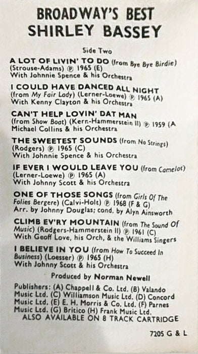 Shirley Bassey -Broadway's Best
