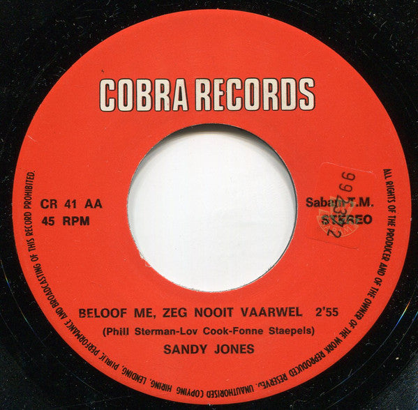 Sandy Jones (3) -Beloof Me, Zeg Nooit Vaarwel