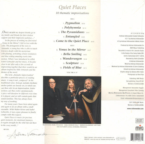 Andreas Vollenweider Featuring Isabel Gehweiler -Quiet Places