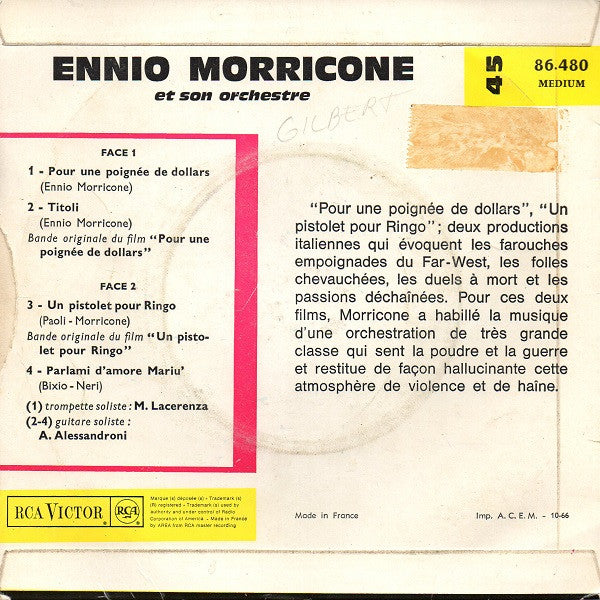 Ennio Morricone Et Son Orchestre* -Pour Une Poignée De Dolllars