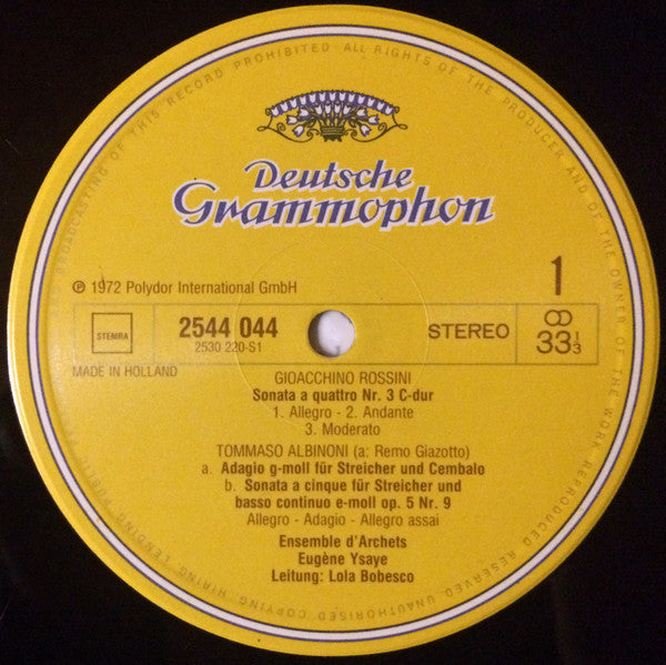 Albinoni*, Rossini* • Geminiani* • Pachelbel* • Ysaye* - Lola Bobesco* -Albinoni : Adagio