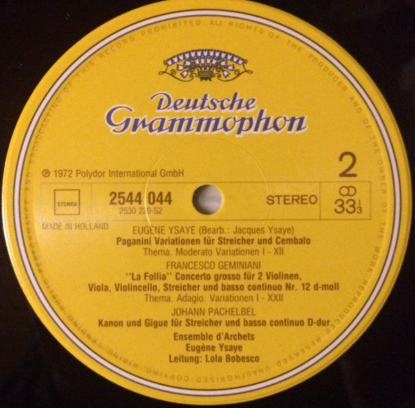 Albinoni*, Rossini* • Geminiani* • Pachelbel* • Ysaye* - Lola Bobesco* -Albinoni : Adagio
