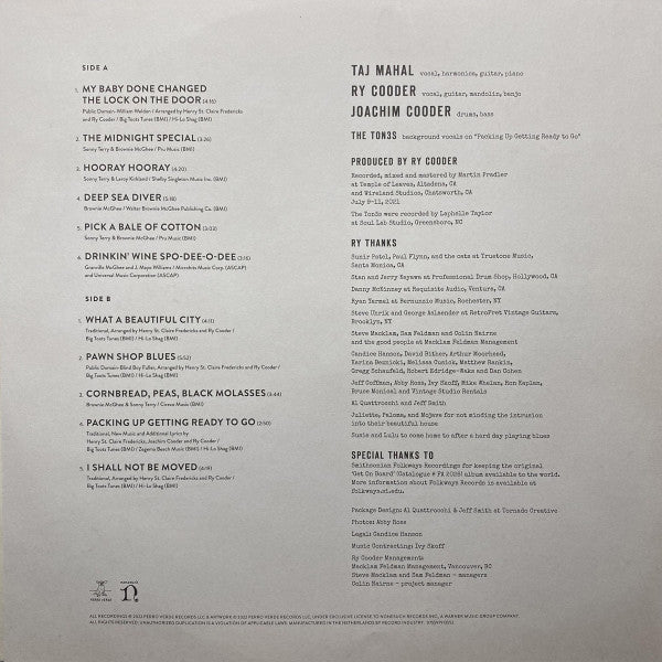 Taj Mahal & Ry Cooder -Get On Board (The Songs Of Sonny Terry & Brownie McGhee)