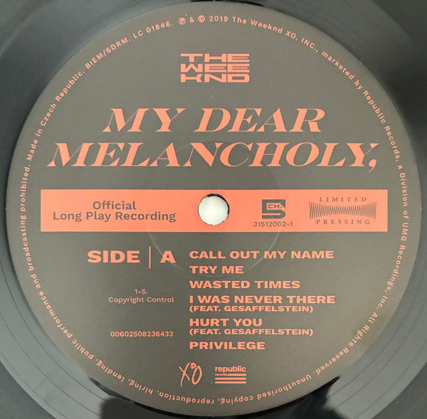 The Weeknd -My Dear Melancholy,