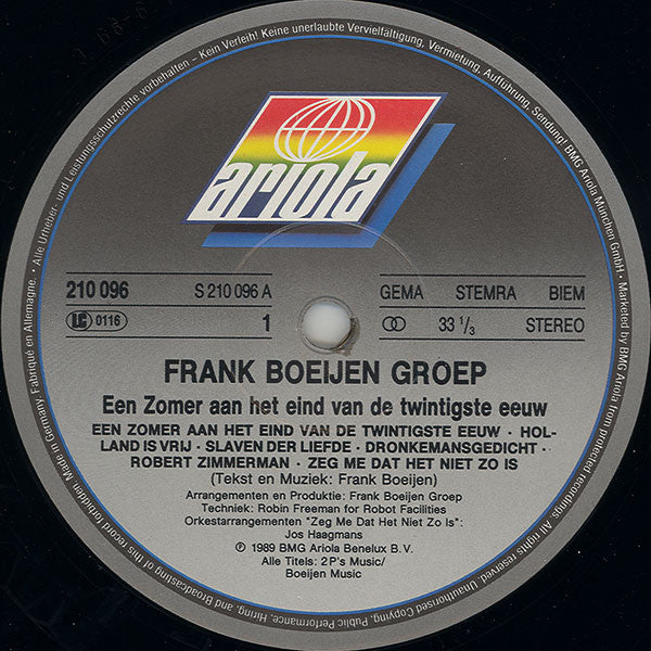 Frank Boeijen Groep -Een Zomer Aan Het Eind Van De Twintigste Eeuw