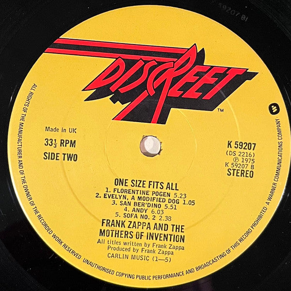 Frank Zappa And The Mothers Of Invention* -One Size Fits All