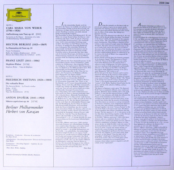 Herbert von Karajan, Weber* · Berlioz* · Liszt* · Smetana* · Dvořák*, Berliner Philharmoniker - Aufforderung Zum Tanz = Invitation To The Dance