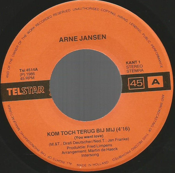 Arne Jansen (2) - Kom Toch Terug Bij Mij