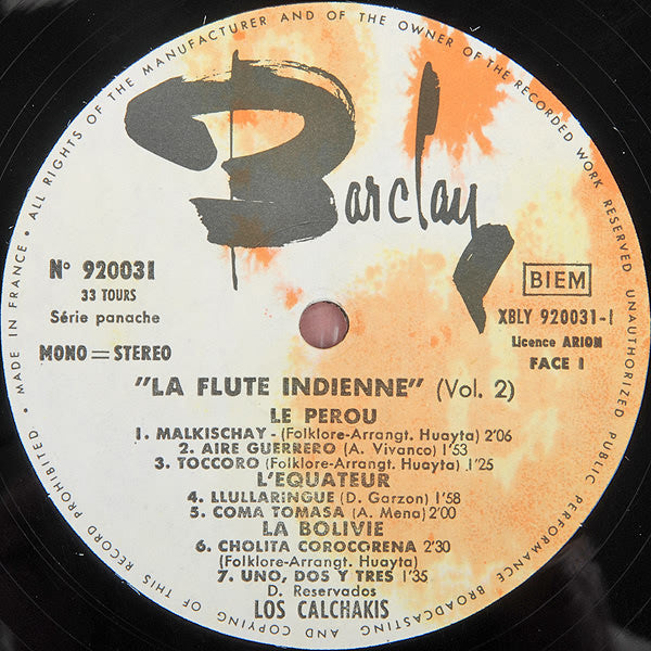 Los Calchakis Avec Guillermo De La Roca - La Flute Indienne Volume 2