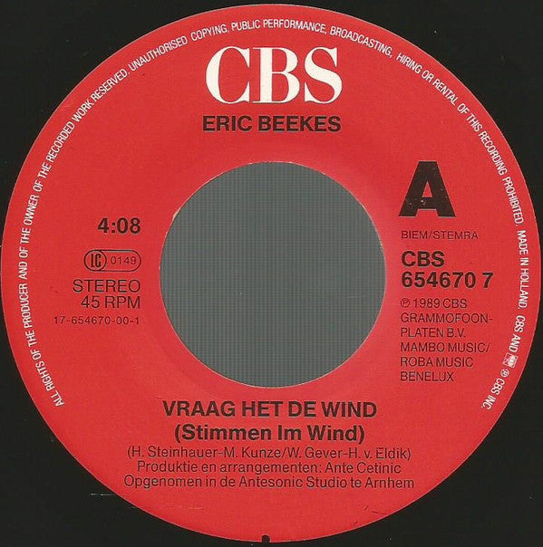 Eric Beekes - Vraag Het De Wind