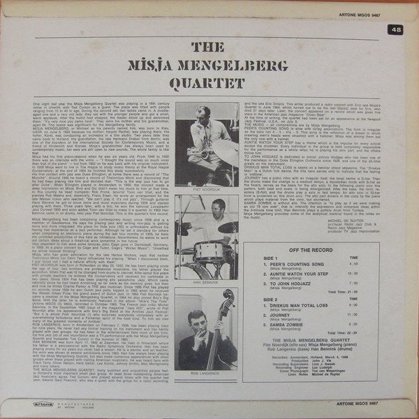 The Misja Mengelberg Quartet* - The Misja Mengelberg Quartet (As Featured At The Newport Jazz Festival 1966)