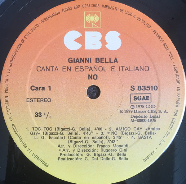 Gianni Bella -No (Canta En Español E Italiano)