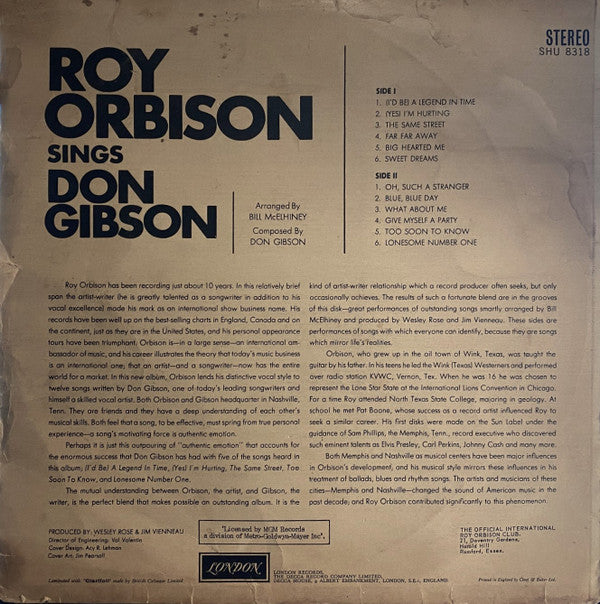 Roy Orbison - Roy Orbison Sings Don Gibson