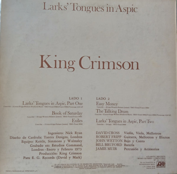 King Crimson -Larks' Tongues In Aspic