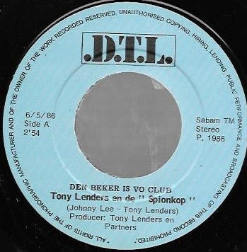 Tony Lenders, De Spionkop, Eddy Claeys, Club Brugge - Den Beker Is Vo Club