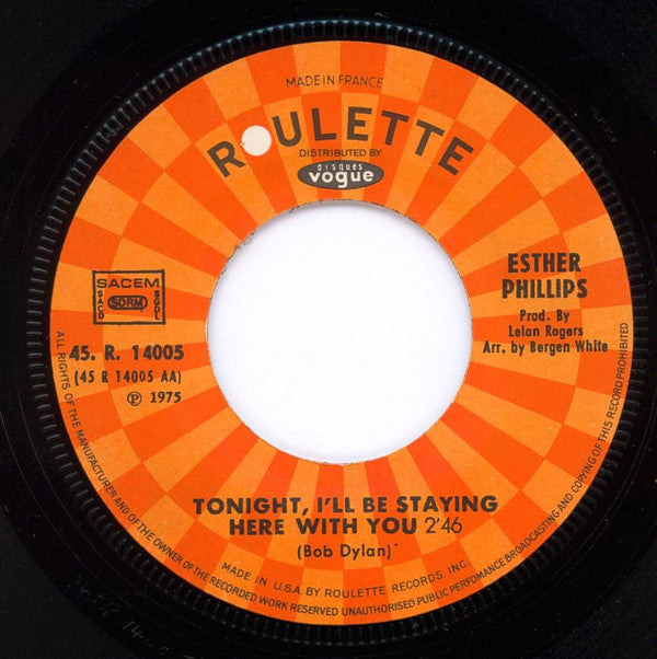 Esther Phillips -Too Late To Worry, Too Blue To Cry / Tonight I'll Be Staying Here With You