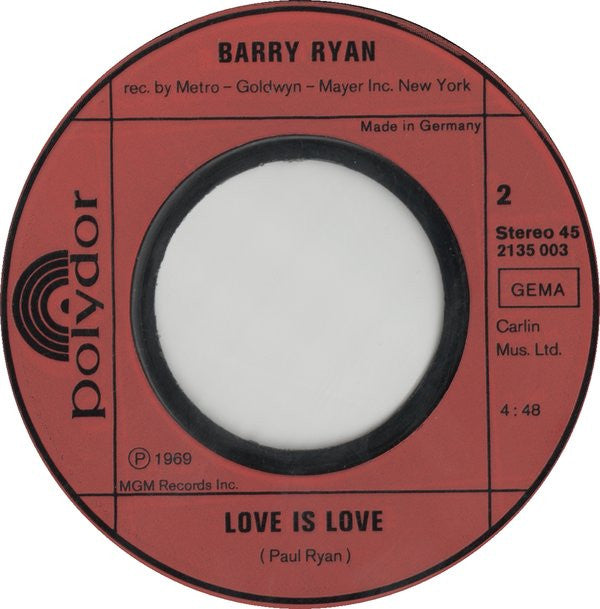 Barry Ryan - Eloise / Love Is Love