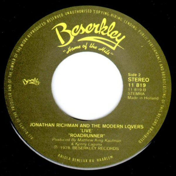 Jonathan Richman & The Modern Lovers -My Little Kookenhaken / Roadrunner Thrice