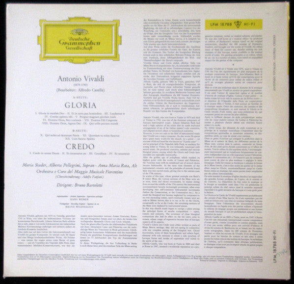 Vivaldi* - Casella*, Maria Stader • Alberta Pellegrini • Anna Maria Rota • Bruno Bartoletti - Gloria Und Credo