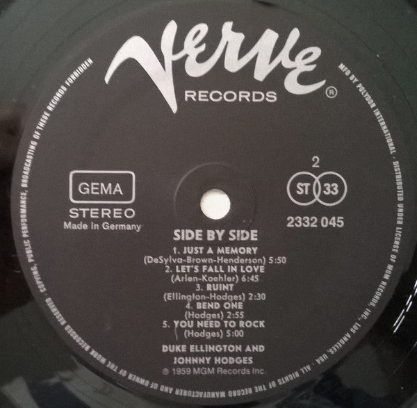 Duke Ellington And Johnny Hodges -Side By Side