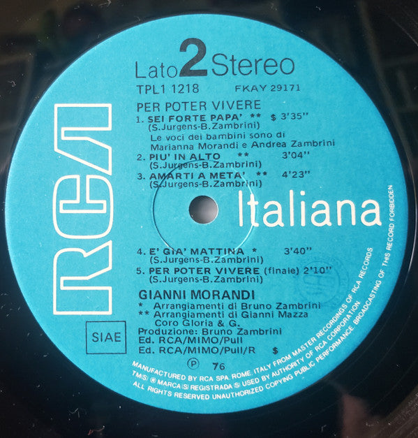 Gianni Morandi -Per Poter Vivere