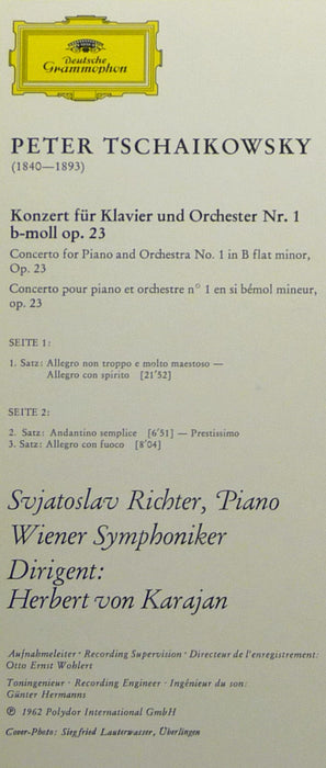 Tschaikowsky* - Svjatoslav Richter* · Herbert von Karajan · Wiener Symphoniker - Klavierkonzert Nr.1 B-moll · Piano Concerto No. 1 In B Flat Minor