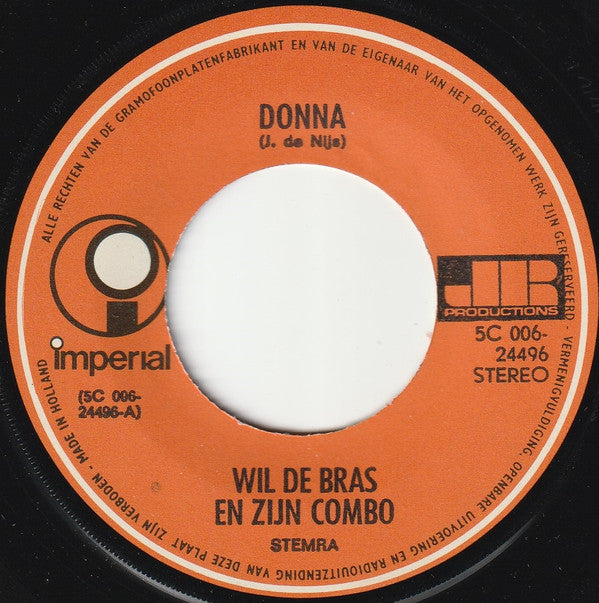 Wil De Bras En Zijn Combo* - Donna