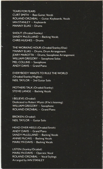 Tears For Fears -Songs From The Big Chair