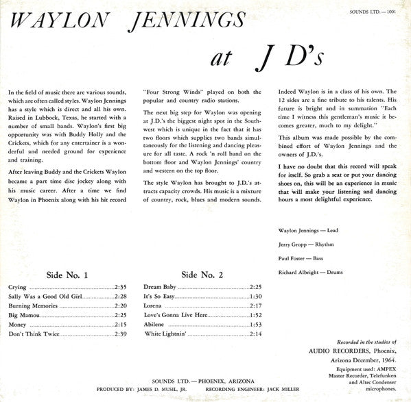 Waylon Jennings -At JD's