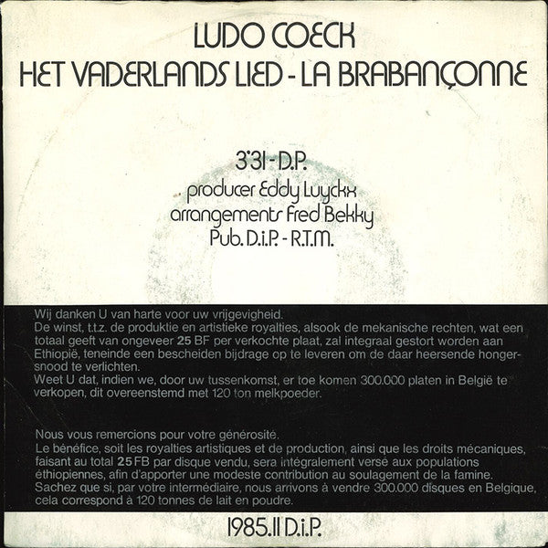 Ludo Coeck -La Brabançonne - Het Vaderlands Lied