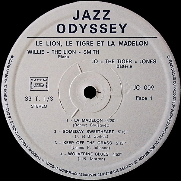 Willie "The Lion" Smith -  Jo "The Tiger" Jones* - Le Lion Le Tigre Et La Madelon